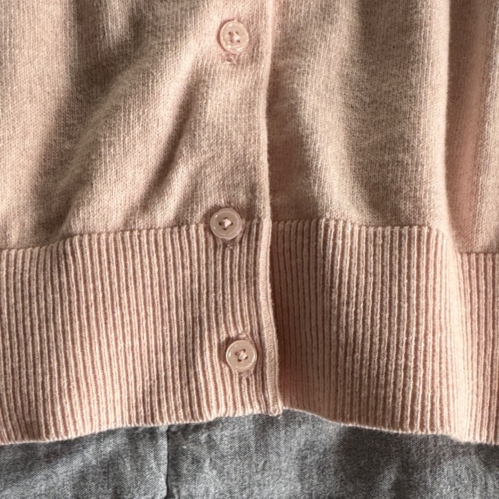 Anthropologie Blush Pink Ribbed-Neck Knit Cardigan - Picture 8 of 10